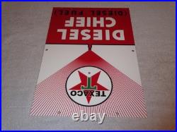 Vintage Texaco Diesel Chief Fuel Sprayer 18 Porcelain Metal Gasoline & Oil Sign Vintage Texaco Diesel Chief Fuel Sprayer 18 Porcelain Metal Gasoline & Oil Sign