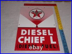 Vintage Texaco Diesel Chief L Fuel Sprayer 18 Porcelain Metal Gasoline Oil Sign