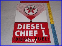 Vintage Texaco Diesel Chief L Fuel Sprayer 18 Porcelain Metal Gasoline Oil Sign