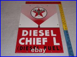 Vintage Texaco Diesel Chief L Fuel Sprayer 18 Porcelain Metal Gasoline Oil Sign