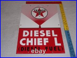Vintage Texaco Diesel Chief L Fuel Sprayer 18 Porcelain Metal Gasoline Oil Sign