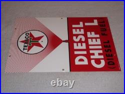 Vintage Texaco Diesel Chief L Fuel Sprayer 18 Porcelain Metal Gasoline Oil Sign
