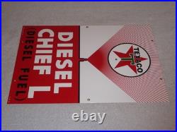Vintage Texaco Diesel Chief L Fuel Sprayer 18 Porcelain Metal Gasoline Oil Sign