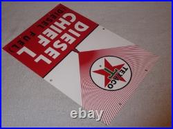 Vintage Texaco Diesel Chief L Fuel Sprayer 18 Porcelain Metal Gasoline Oil Sign