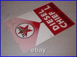 Vintage Texaco Diesel Chief L Fuel Sprayer 18 Porcelain Metal Gasoline Oil Sign