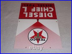 Vintage Texaco Diesel Chief L Fuel Sprayer 18 Porcelain Metal Gasoline Oil Sign