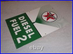 Vintage Texaco Diesel Fuel 2 Green Sprayer 18 Porcelain Metal Gasoline Oil Sign