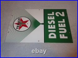Vintage Texaco Diesel Fuel 2 Green Sprayer 18 Porcelain Metal Gasoline Oil Sign