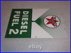 Vintage Texaco Diesel Fuel 2 Green Sprayer 18 Porcelain Metal Gasoline Oil Sign