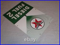 Vintage Texaco Diesel Fuel 2 Green Sprayer 18 Porcelain Metal Gasoline Oil Sign