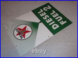 Vintage Texaco Diesel Fuel 2 Green Sprayer 18 Porcelain Metal Gasoline Oil Sign
