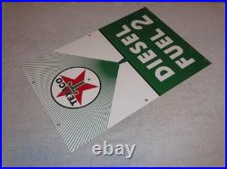 Vintage Texaco Diesel Fuel 2 Green Sprayer 18 Porcelain Metal Gasoline Oil Sign