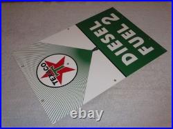 Vintage Texaco Diesel Fuel 2 Green Sprayer 18 Porcelain Metal Gasoline Oil Sign