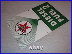Vintage Texaco Diesel Fuel 2 Green Sprayer 18 Porcelain Metal Gasoline Oil Sign