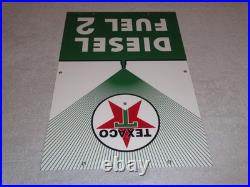 Vintage Texaco Diesel Fuel 2 Green Sprayer 18 Porcelain Metal Gasoline Oil Sign