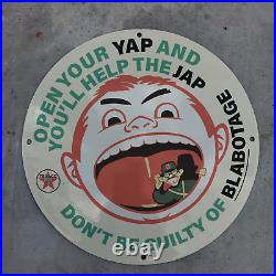 Vintage Texaco''Don't Be Guilty Of Blabotage'' Porcelain Gas & Oil Pump Sign