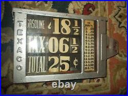 Vintage Texaco Embossed Visible Gas Pump Price Sign