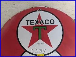 Vintage Texaco Ethyl Gasoline Porcelain Gas Station Motor Oil Pump Sign