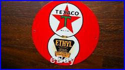 Vintage Texaco Ethyl New York Porcelain Sign Gas Oil Pump Plate Service Station
