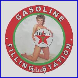 Vintage Texaco Filling Station 1902 Gasoline Oil Porcelain Gas Pump Sign