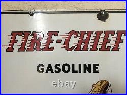 Vintage Texaco Fire Chief 1940 Porcelain Gasoline Pump Plate Sign 12x18