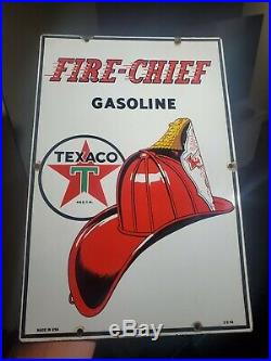 Vintage Texaco Fire Chief 1948 Porcelain Pump Plate -12 x18 Gas Station Oil