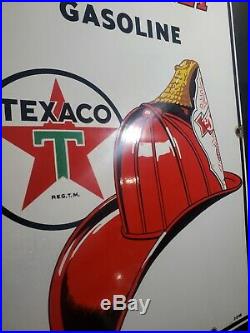 Vintage Texaco Fire Chief 1948 Porcelain Pump Plate -12 x18 Gas Station Oil
