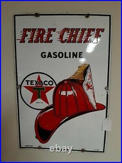 Vintage Texaco Fire Chief 9-1-55 Porcelain Pump Plate -12 x18 Gas Station Oil