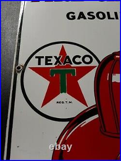 Vintage Texaco Fire Chief 9-1-55 Porcelain Pump Plate -12 x18 Gas Station Oil