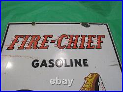 Vintage Texaco Fire Chief Gas Pump Sign Porcelain 3-4-47 12 x 18