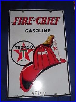Vintage Texaco Fire Chief Gasoline Gas Pump Plate 18 Porcelain Metal Sign 3-41