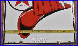 Vintage Texaco Fire Chief Gasoline Porcelain Advertising Pump Plate