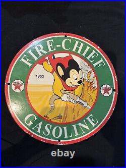 Vintage Texaco Fire Chief Gasoline Porcelain Gas Oil Pump Service Station Sign Vintage Texaco Fire Chief Gasoline Porcelain Gas Oil Pump Service Station Sign