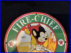 Vintage Texaco Fire Chief Gasoline Porcelain Gas Oil Pump Service Station Sign Vintage Texaco Fire Chief Gasoline Porcelain Gas Oil Pump Service Station Sign