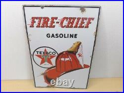 Vintage Texaco Fire Chief Gasoline Porcelain Gas Pump Plate Sign Vintage Texaco Fire Chief Gasoline Porcelain Gas Pump Plate Sign