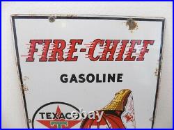 Vintage Texaco Fire Chief Gasoline Porcelain Gas Pump Plate Sign