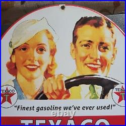 Vintage Texaco Fire Chief Gasoline Porcelain Gas Station Pump Motor Oil Sign