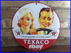 Vintage Texaco Fire Chief Gasoline Porcelain Gas Station Pump Motor Oil Sign 12