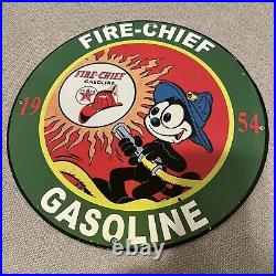 Vintage Texaco Fire Chief Gasoline Porcelain Sign Gas Oil Felix Station Service