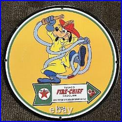Vintage Texaco Fire Chief Gasoline Porcelain Sign Gas Station Service Pump Plate