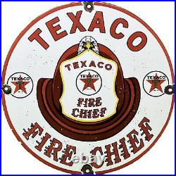 Vintage Texaco Fire Chief Gasoline Porcelain Sign Motor Oil Gas Station Pump