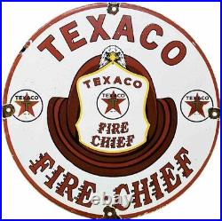 Vintage Texaco Fire Chief Gasoline Porcelain Sign Motor Oil Gas Station Pump