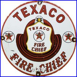 Vintage Texaco Fire Chief Gasoline Porcelain Sign Motor Oil Gas Station Pump
