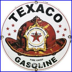 Vintage Texaco Fire Chief Gasoline Porcelain Sign Motor Oil Gas Station Pump