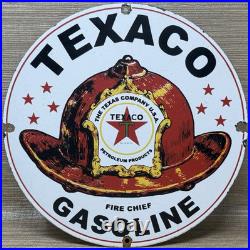Vintage Texaco Fire Chief Gasoline Porcelain Sign Motor Oil Gas Station Pump Vintage Texaco Fire Chief Gasoline Porcelain Sign Motor Oil Gas Station Pump