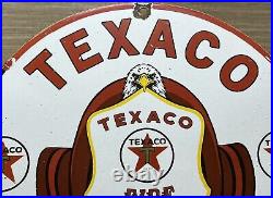 Vintage Texaco Fire Chief Gasoline Porcelain Sign Motor Oil Gas Station Pump