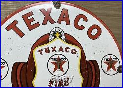 Vintage Texaco Fire Chief Gasoline Porcelain Sign Motor Oil Gas Station Pump