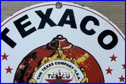 Vintage Texaco Fire Chief Gasoline Porcelain Sign Motor Oil Gas Station Pump
