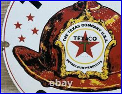 Vintage Texaco Fire Chief Gasoline Porcelain Sign Motor Oil Gas Station Pump
