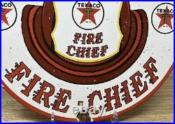 Vintage Texaco Fire Chief Gasoline Porcelain Sign Motor Oil Gas Station Pump